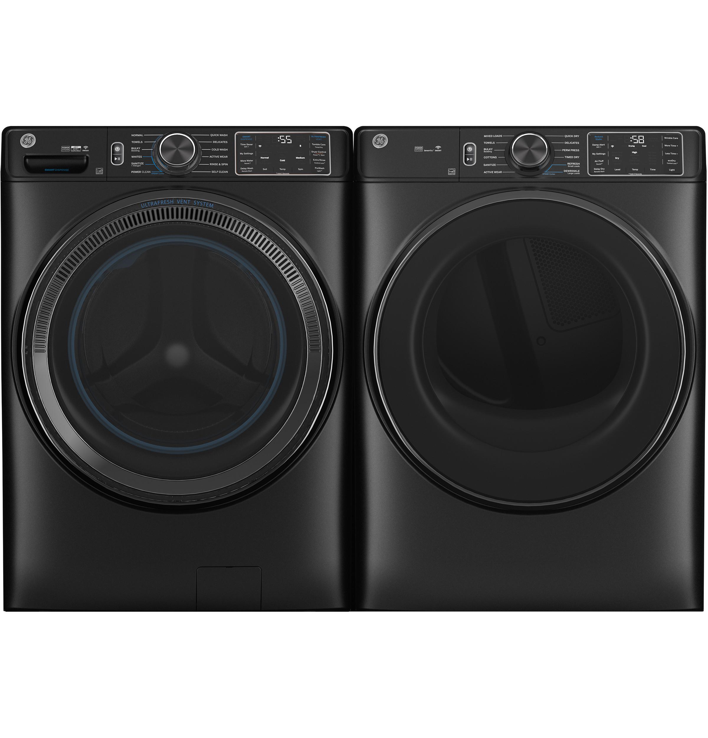 Rent to Own GE Appliances Front Load Steam Washer with Gas Dryer Gray